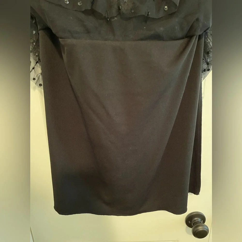 WD NY Black Sequin Mesh Tiered Layered Ruffle Skirt Size 8. - Picture 4 of 4